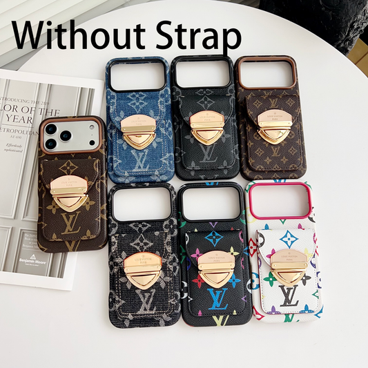 Husă de lux pentru iPhone, tip crossbody, cu buzunar pentru card & Curea detașabilă