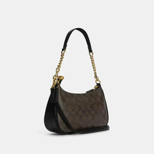 Teri Shoulder Bag In Signature Canvas in Brown