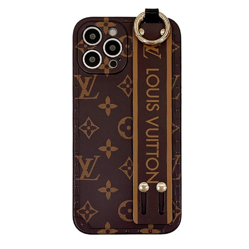 Luxusní hnědé pouzdro na iPhone s náramkem