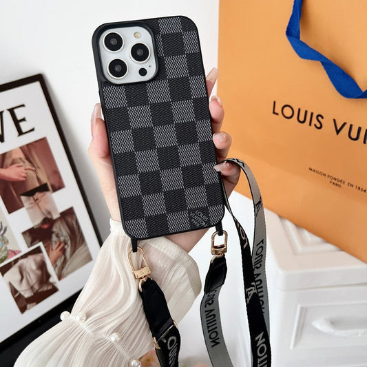 Luxusní Black & Bílé Crossbody pouzdro na iPhone