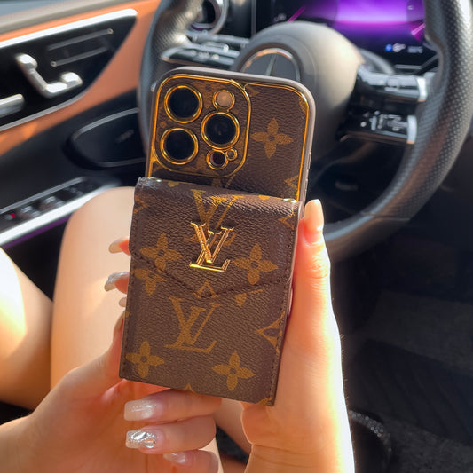 Husă pentru iPhone cu port card de lux clasic