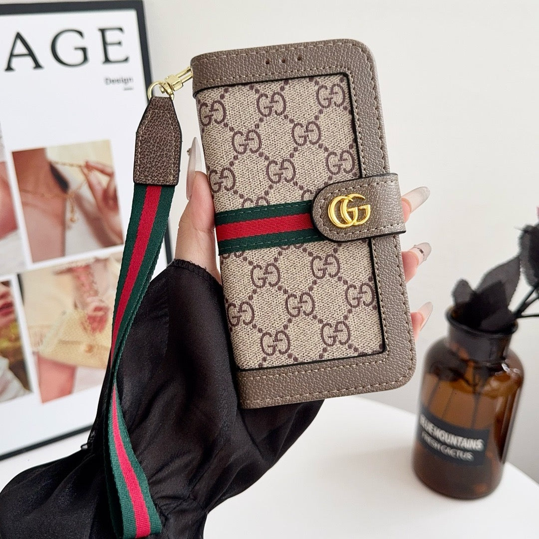 حافظة iPhone فاخرة ذات نمط فاخر مع حامل البطاقة وحزام