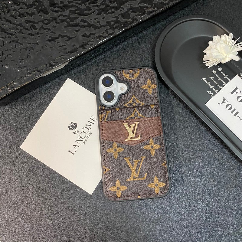 Funda de iPhone de color clásico con tarjetero de lujo