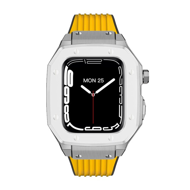 غطاء مطاطي فاخر من الفولاذ المقاوم للصدأ لسلسلة Apple iWatch