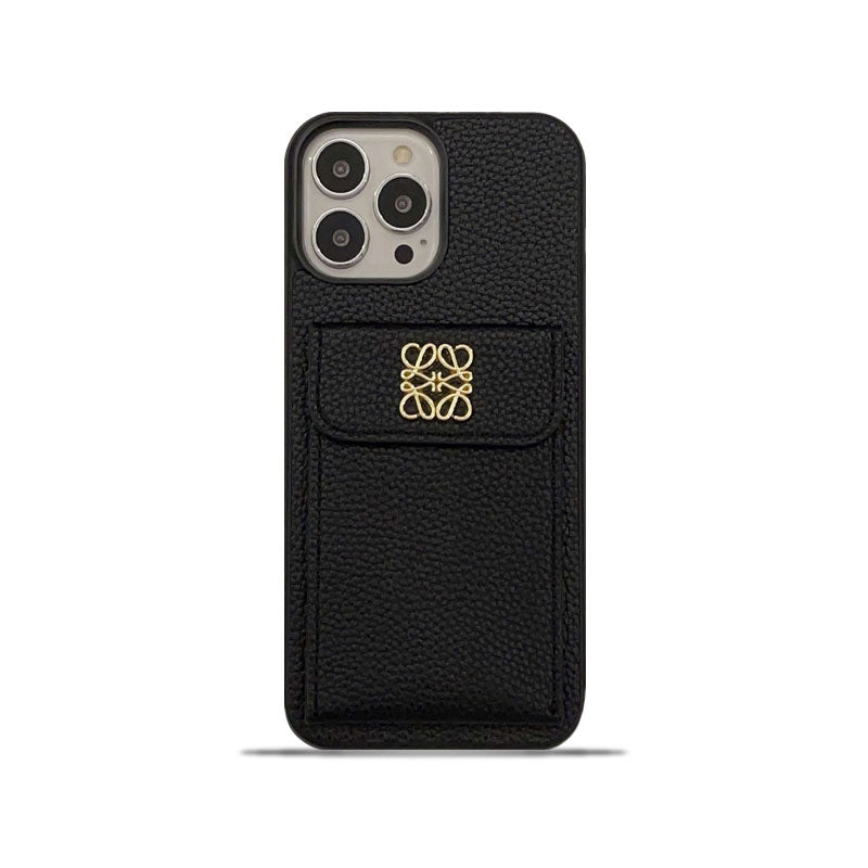 Luksuzna futrola za iPhone s držačem kartice crna-QBK240603