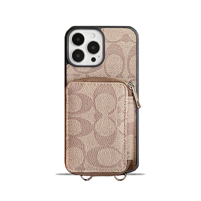 Klasické puzdro na iPhone s peňaženkou Coffee-LQB241412