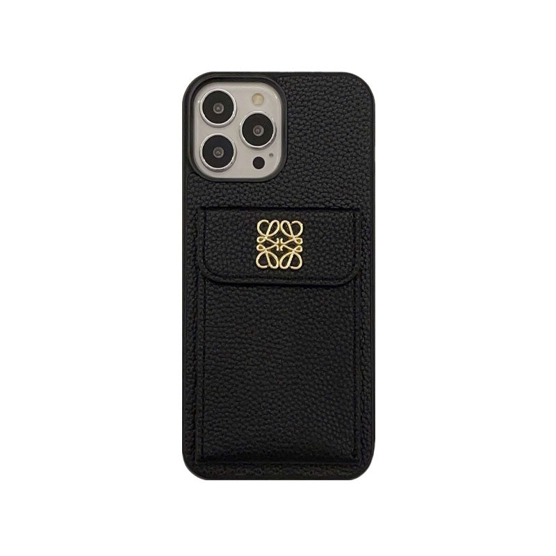 Luksuzna futrola za iPhone s držačem kartice crna-QBK240603