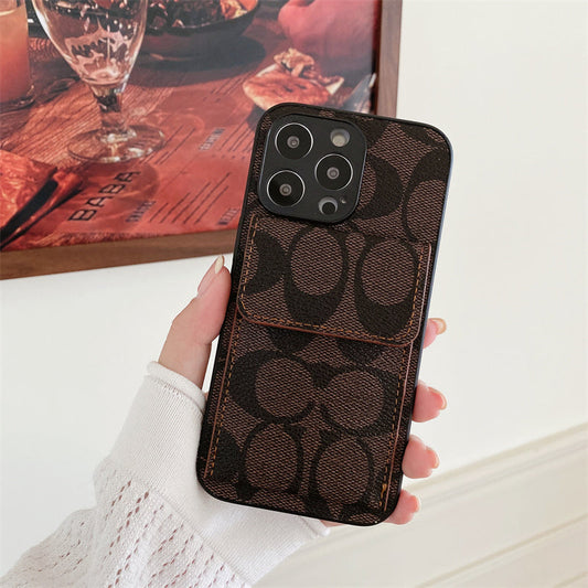 Étui classique pour iPhone avec portefeuille Marron foncé-HP240513