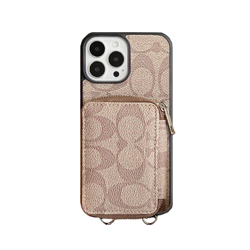 Klasické puzdro na iPhone s peňaženkou Coffee-LQB241412