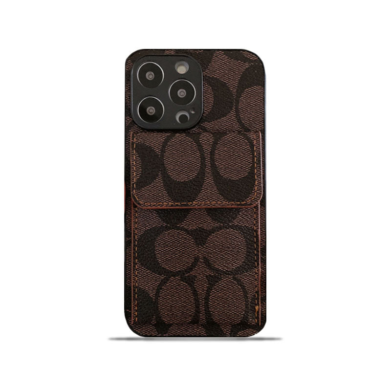 Klasický obal na iPhone s peněženkou tmavě hnědý-HP240513