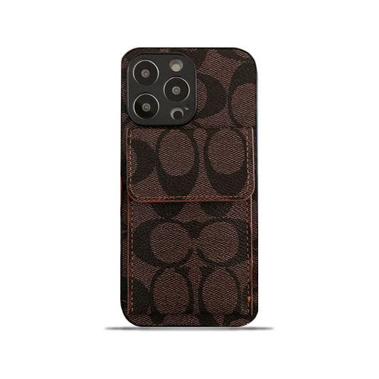 Étui classique pour iPhone avec portefeuille Marron foncé-HP240513