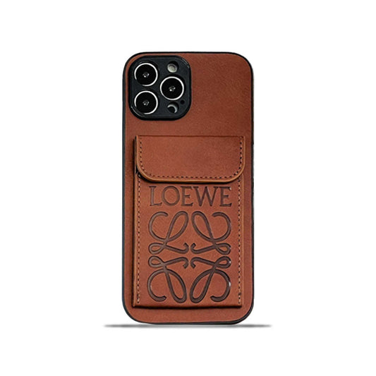 카드 홀더가 있는 고급 iPhone 케이스 Brown-LZP241448