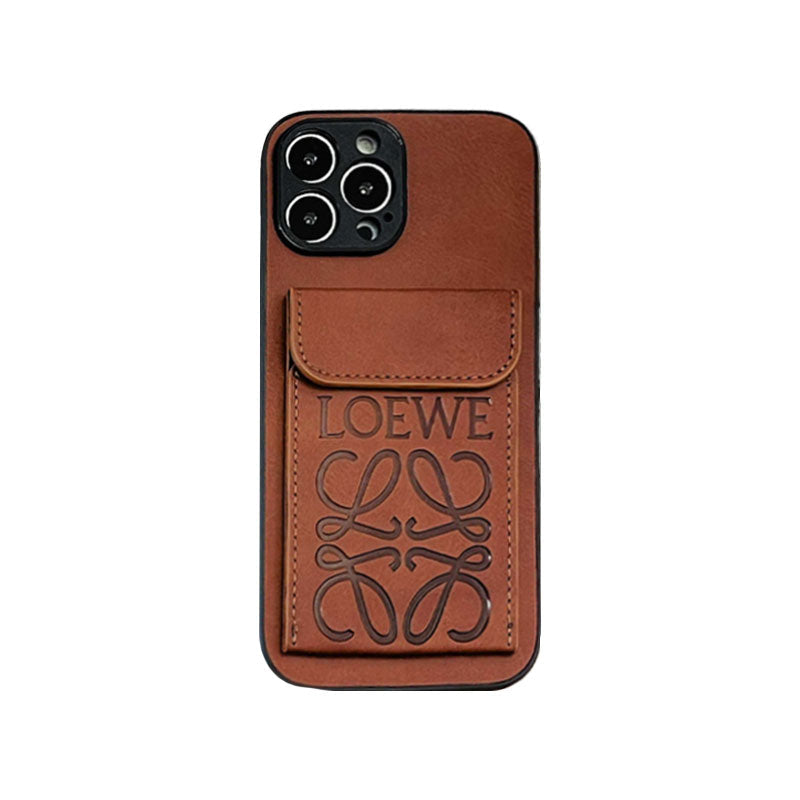 Luxusní pouzdro na iPhone s držákem karty Hnědá-LZP241448