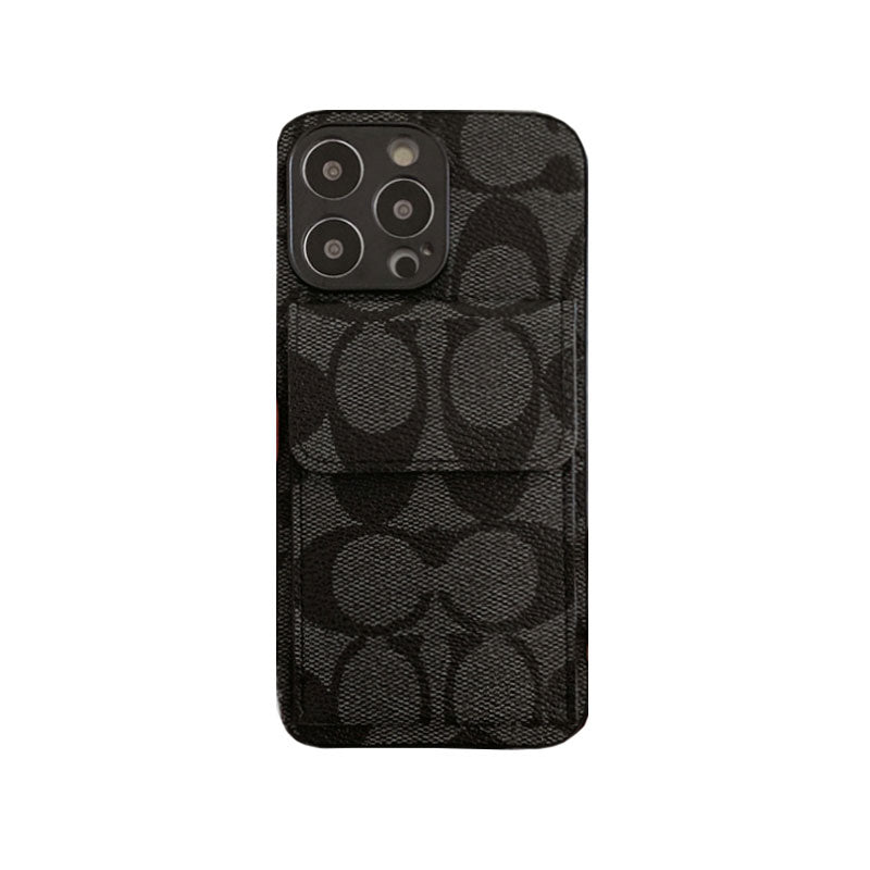 Klasický obal na iPhone s peněženkou tmavě hnědý-HP240513