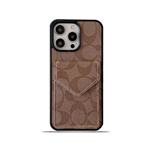 Étui pour iPhone classique avec porte-cartes et sangle marron clair -SJ240513