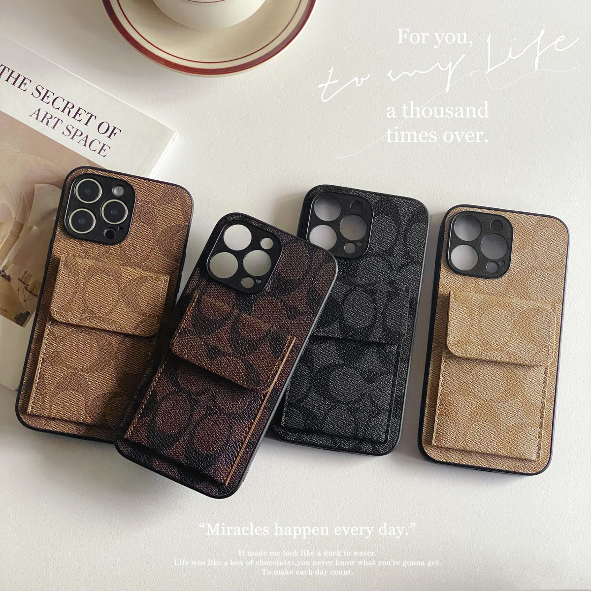 Klasické pouzdro na iPhone s peněženkou černé-HP240513