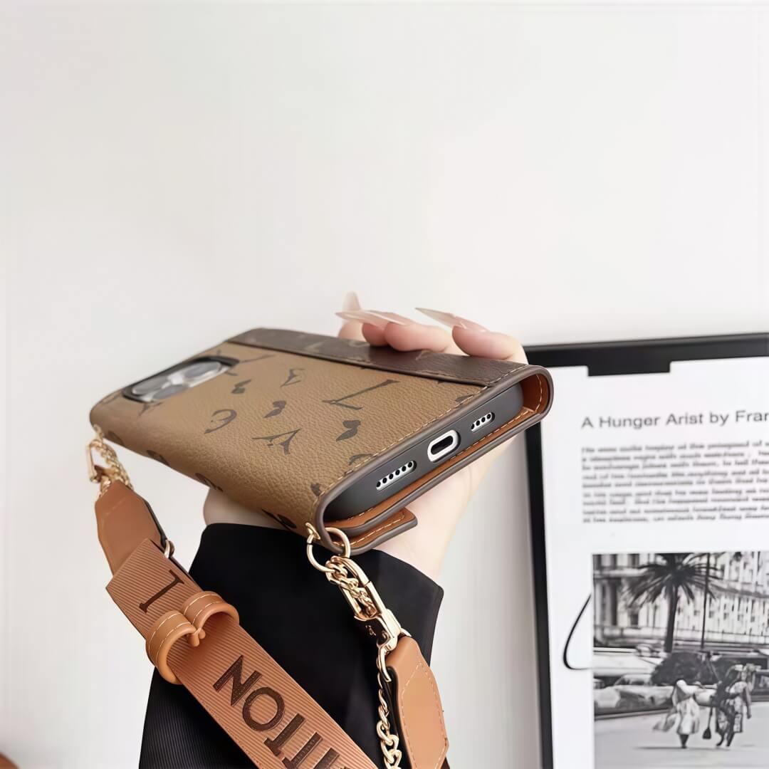 Bőr Crossbody - ihlette iPhone tok kártyatartóval