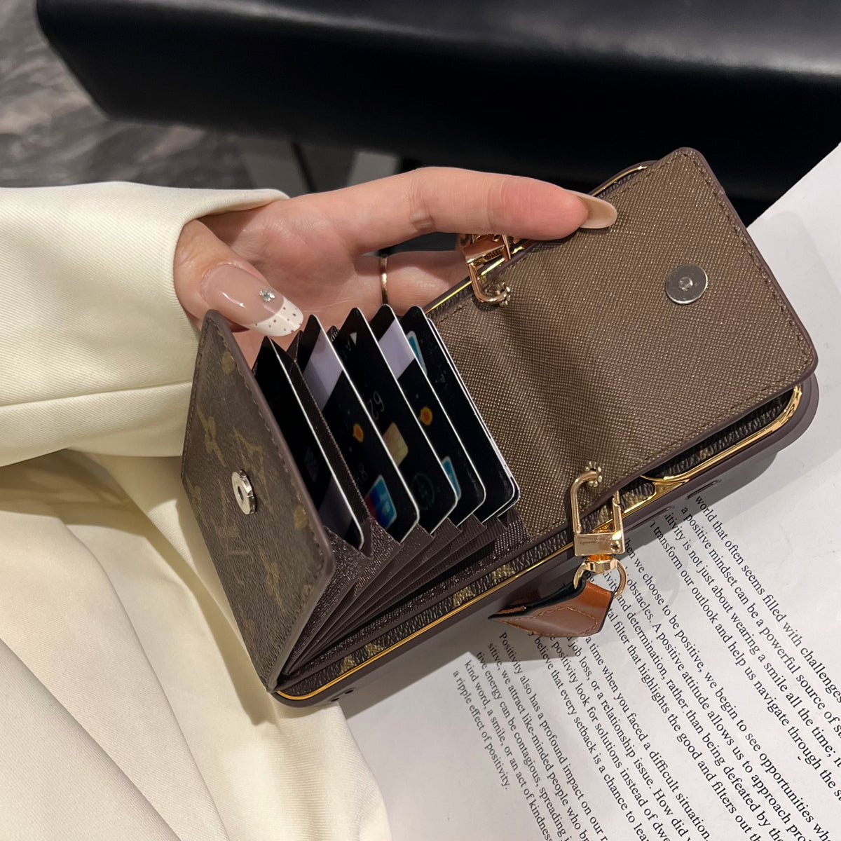 Nieuwe klassieke luxe kaarthouder telefoonhoesje 012
