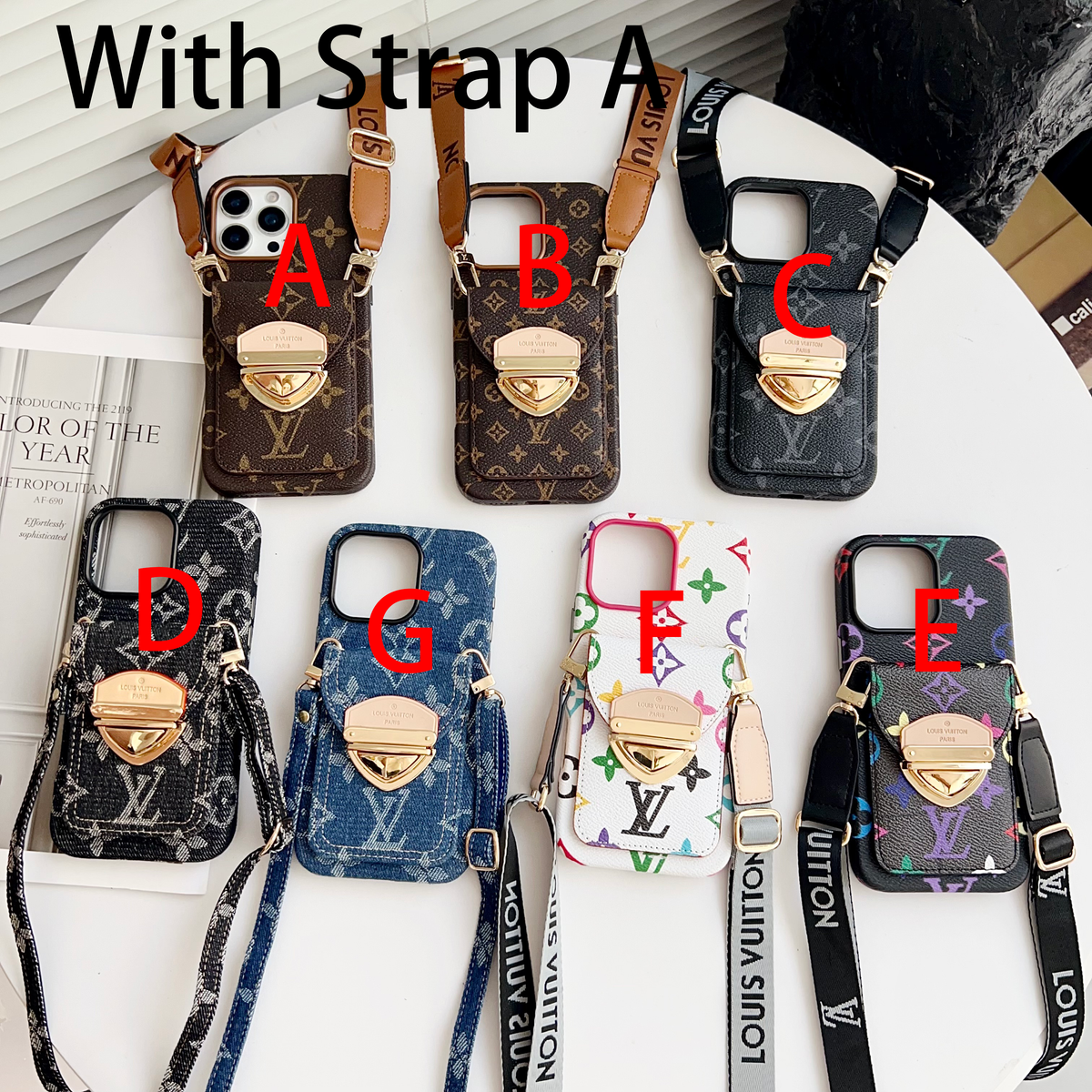 Ylellinen Crossbody iPhone -kotelo korttitaskulla & irrotettavalla hihnalla