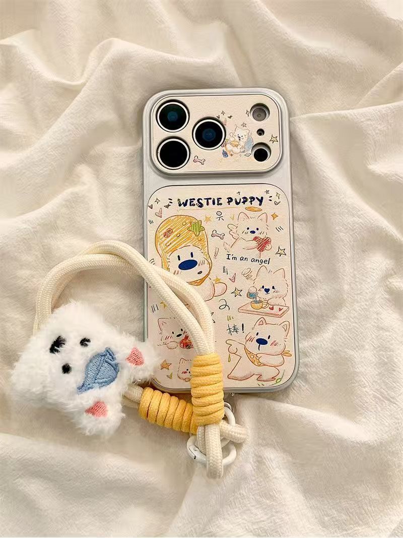 Graffiti Dog iPhone Case with Strap – Cute Shockproof Soft Cover