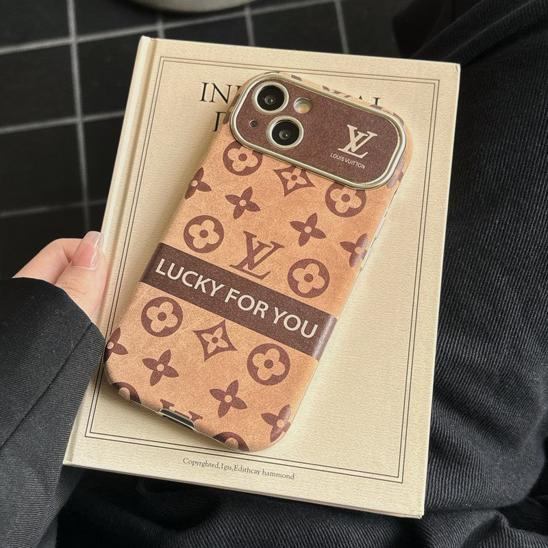Luxusné hnedé & čierne klasické kožené puzdro na iPhone