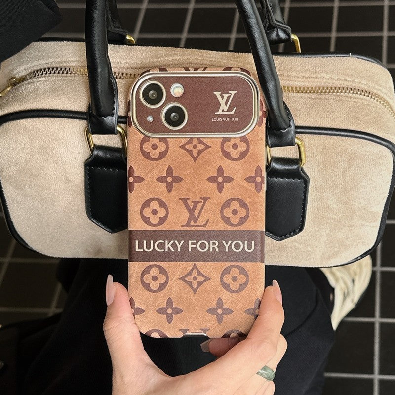 Luxusné hnedé & čierne klasické kožené puzdro na iPhone