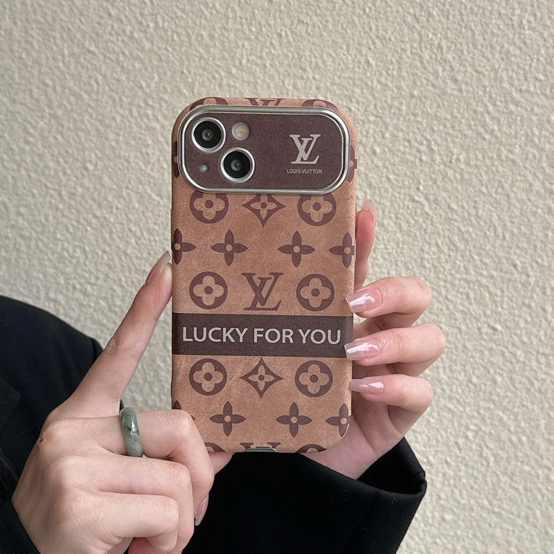 Luxusné hnedé & čierne klasické kožené puzdro na iPhone