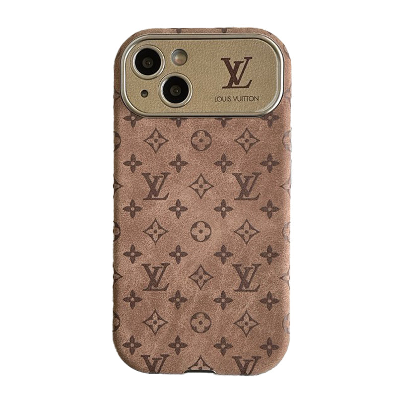 Luxusné hnedé & čierne klasické kožené puzdro na iPhone