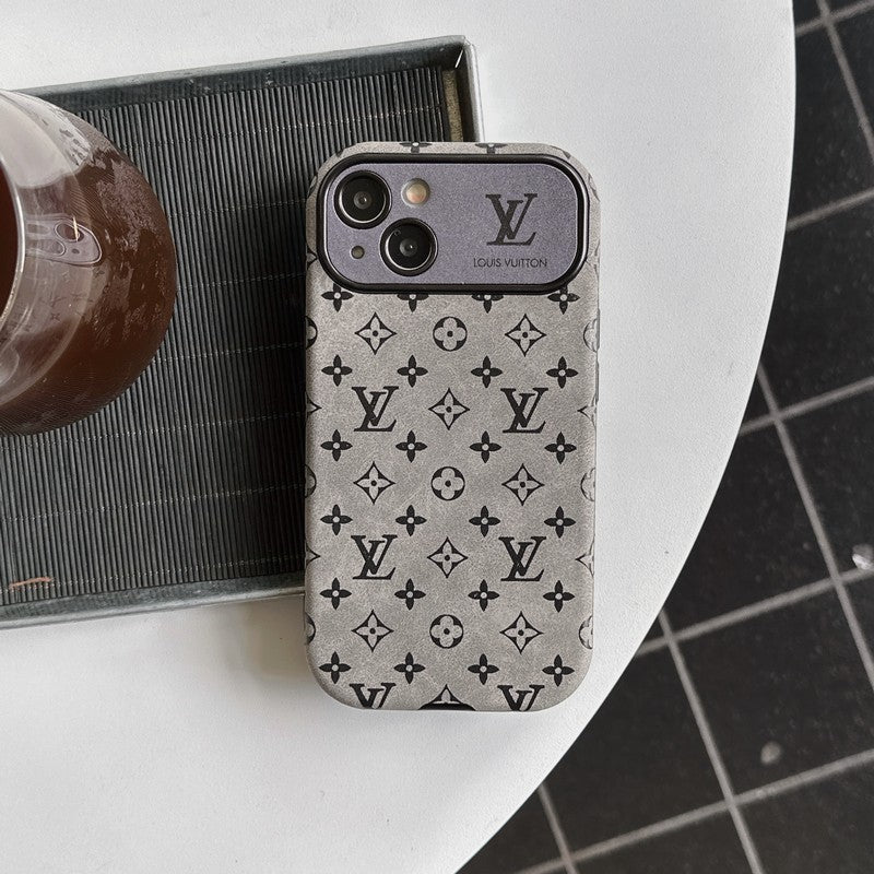 Luxusné hnedé & čierne klasické kožené puzdro na iPhone