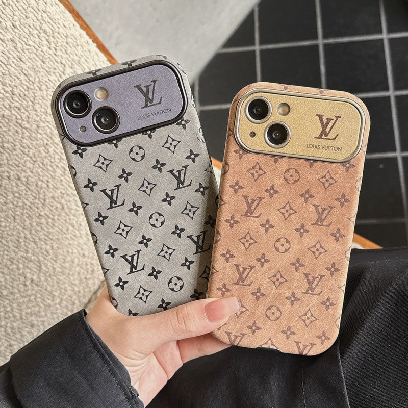 Luxusné hnedé & čierne klasické kožené puzdro na iPhone