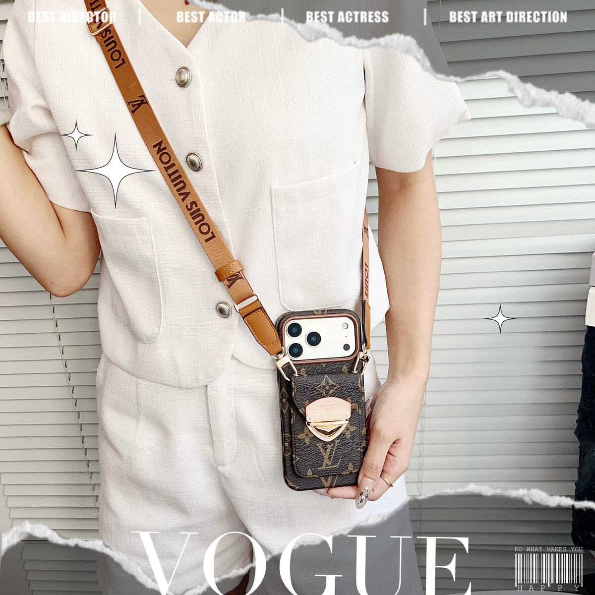 Ylellinen Crossbody iPhone -kotelo korttitaskulla & irrotettavalla hihnalla