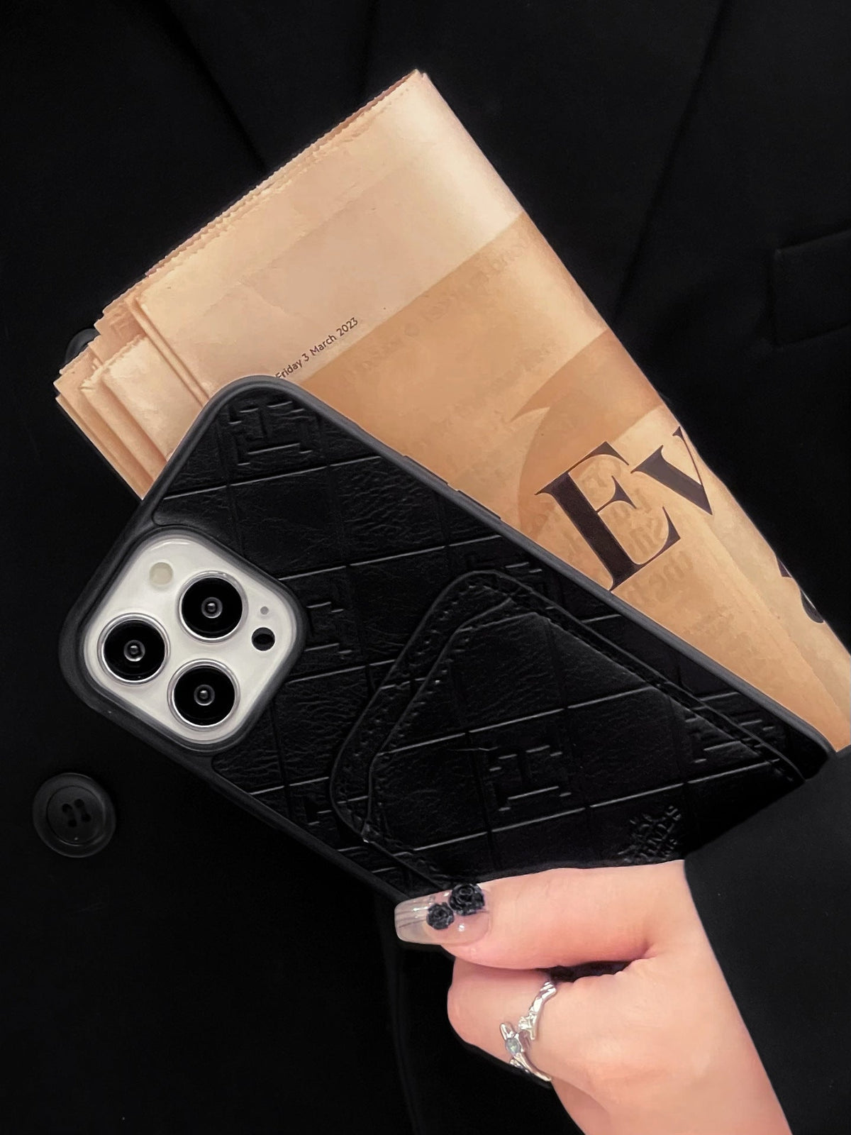 Étui pour iPhone avec porte-cartes en cuir H
