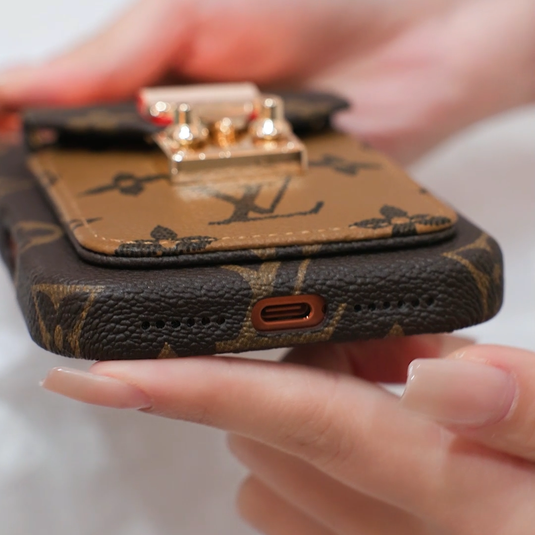 Custodia per iPhone con tasca per carte in pelle di ispirazione lussuosa