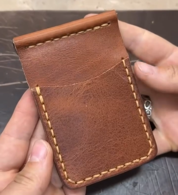 Vintage Handcrafted Full-Grain Leather Money Clip Wallet