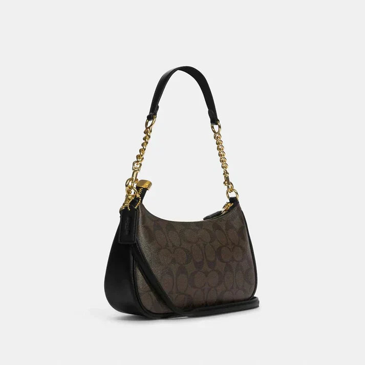 Teri Shoulder Bag In Signature Canvas in Brown
