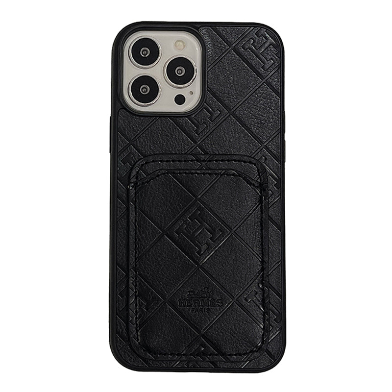 Étui pour iPhone avec porte-cartes en cuir H