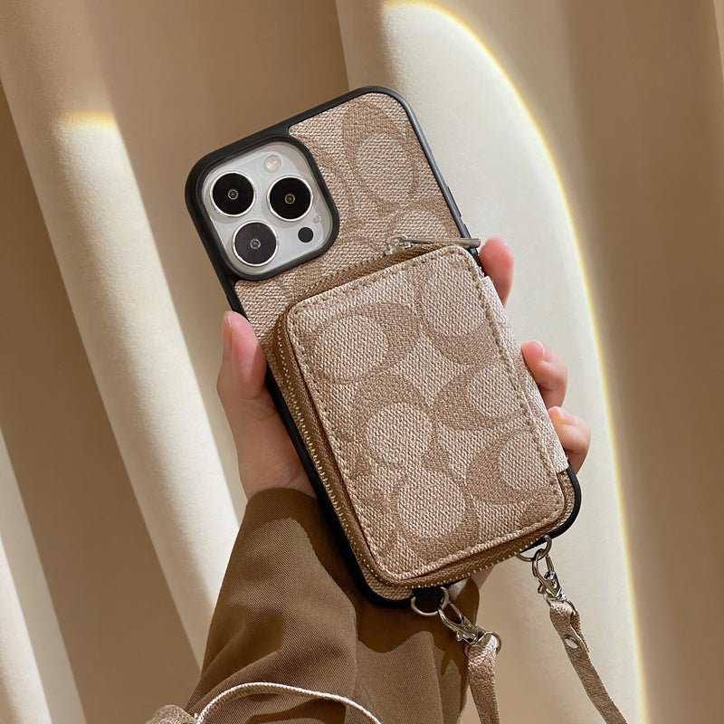 Klasické puzdro na iPhone s peňaženkou Coffee-LQB241412