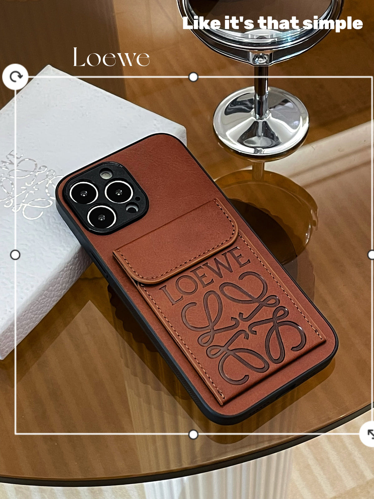 Luxusní pouzdro na iPhone s držákem karty Hnědá-LZP241448