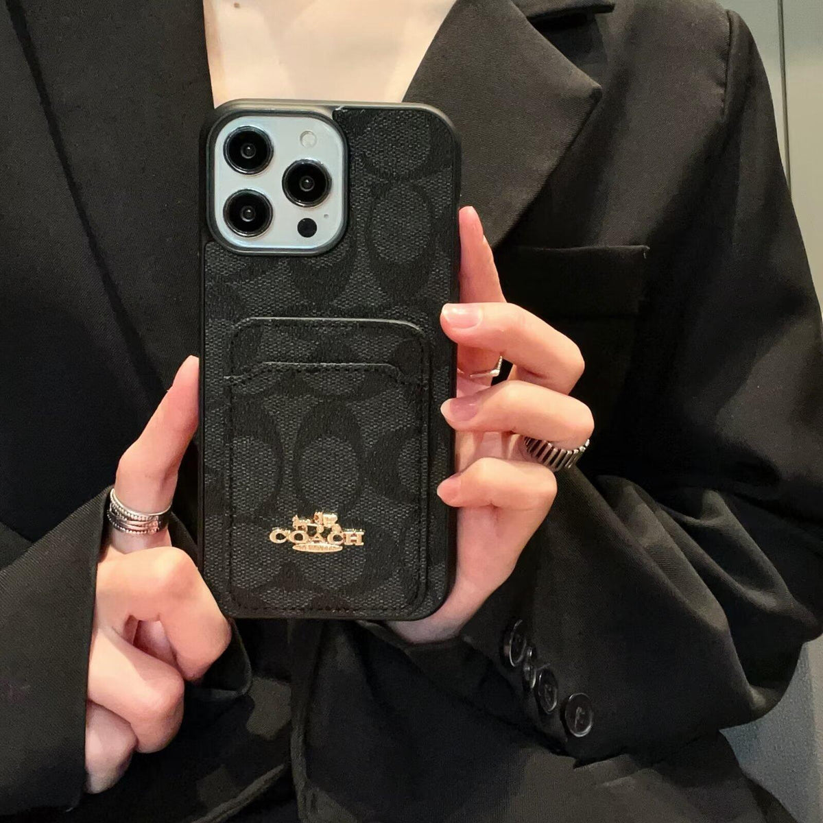 Étui pour iPhone en cuir pour sac à cartes classique