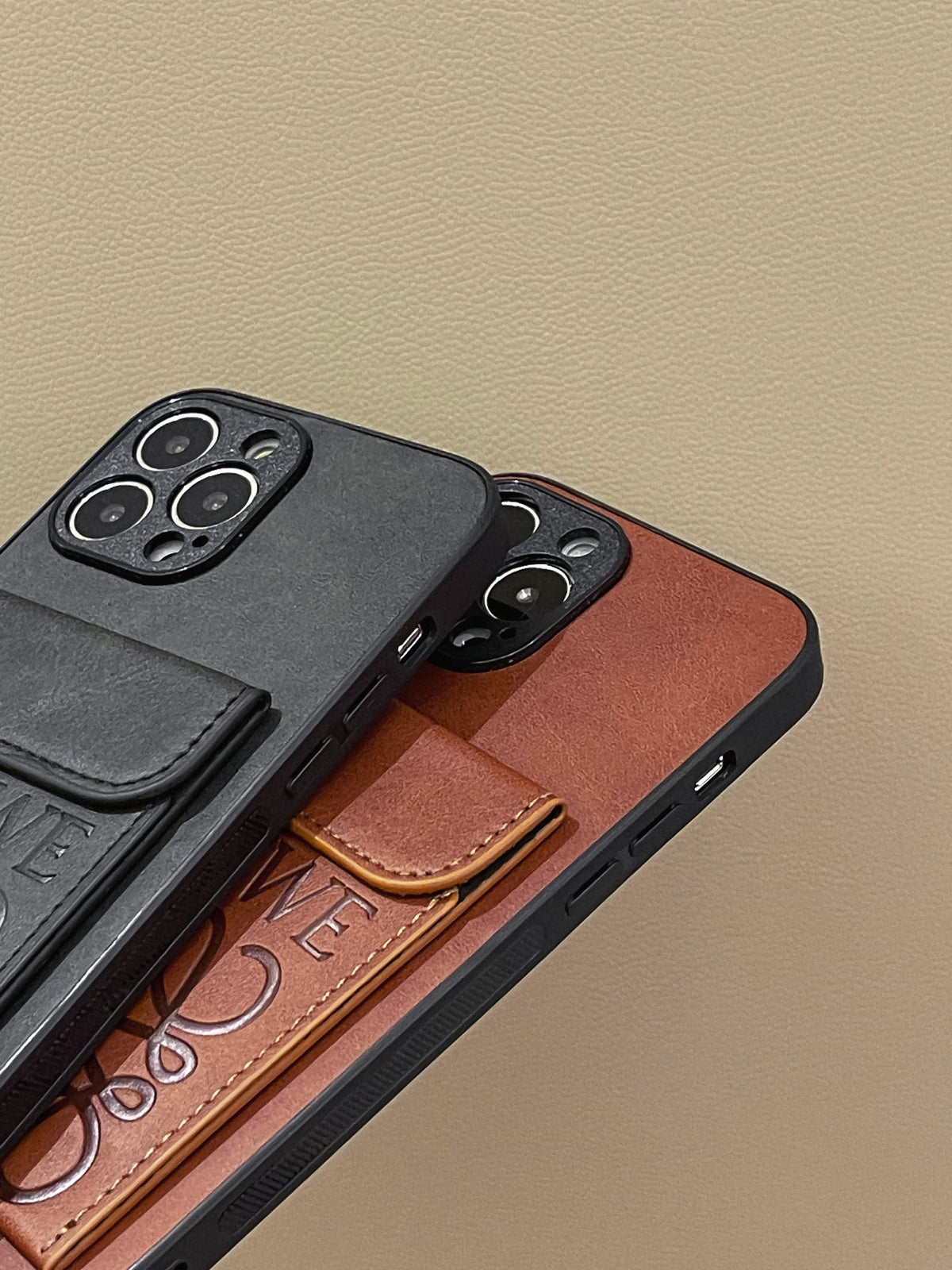 Étui de luxe pour iPhone avec porte-cartes Noir-LZP241448