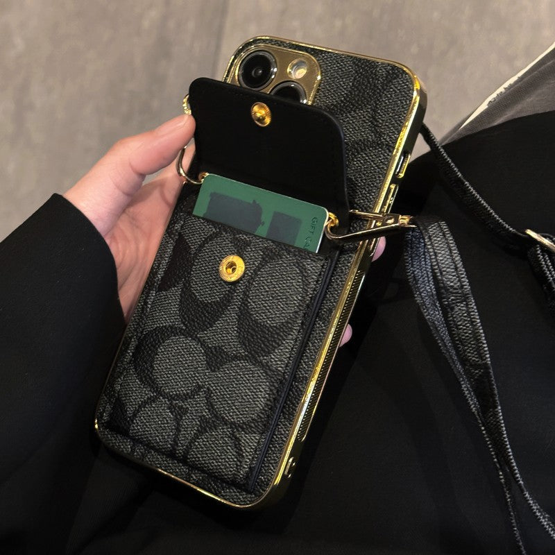 Klasické pouzdro na iPhone s koženým řetízkem