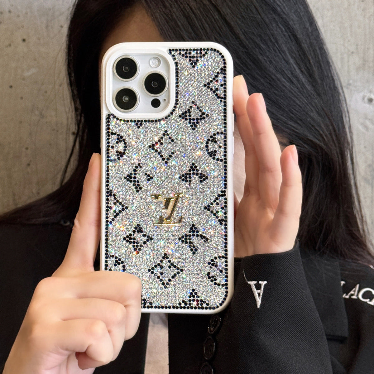럭셔리 글리터 홀로그램 Y - S - L에서 영감을 받은 iPhone 케이스 - 다이아몬드 샤인 에디션