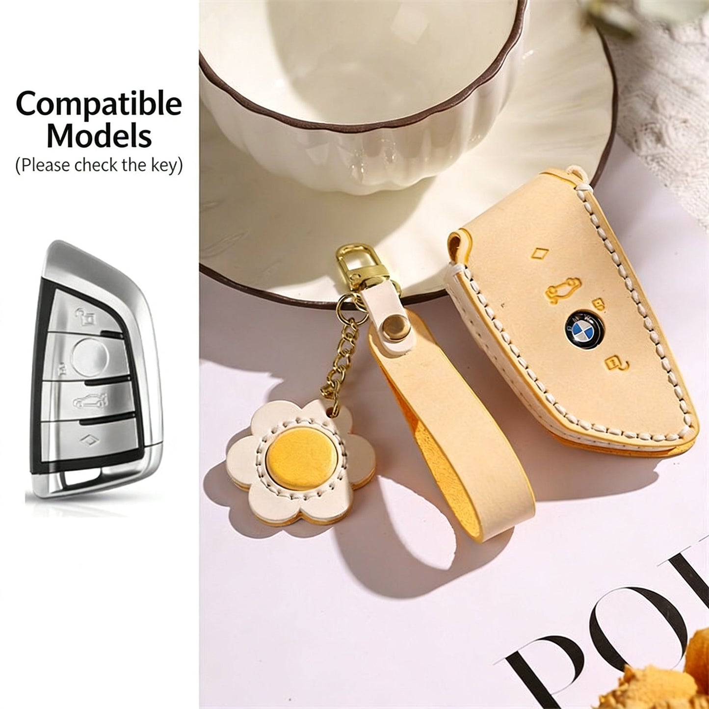 KAKAVY Handmade Genuine Leather Key Case for BMW detail image 3