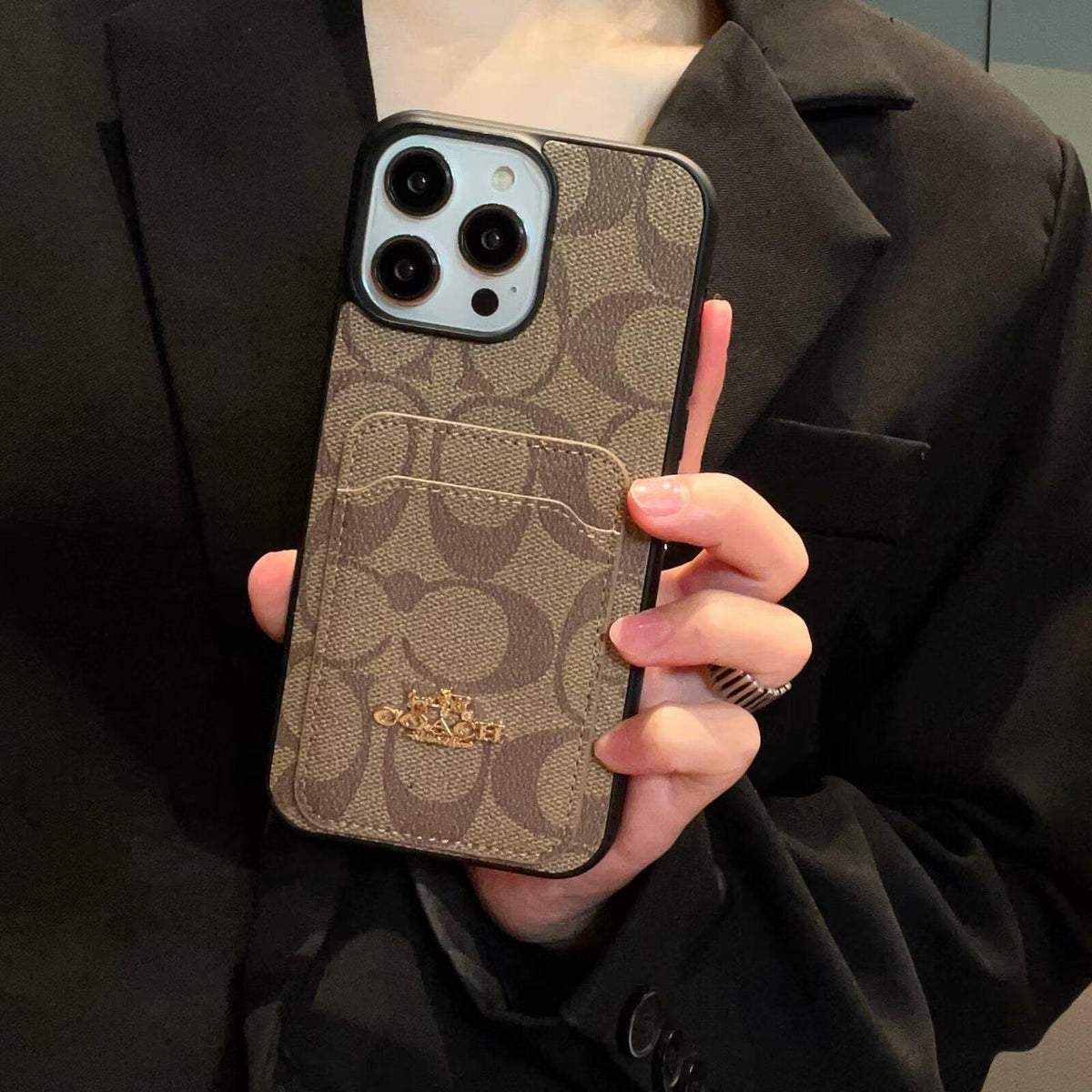Étui pour iPhone en cuir pour sac à cartes classique