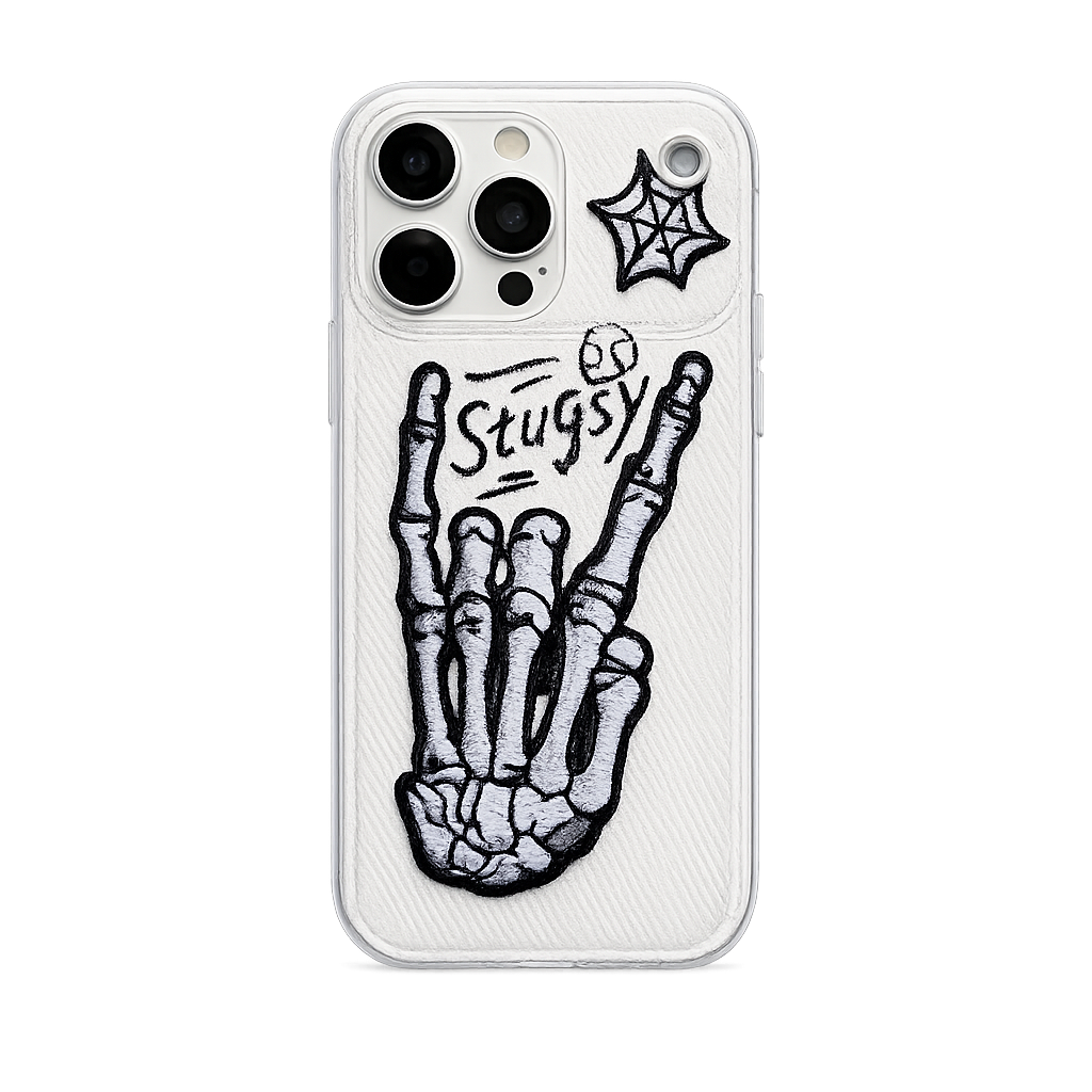 Gothic Skeleton Embroidered Phone iphone 17 Case