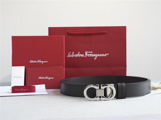 Classic Silver-Buckle Leather Belt
