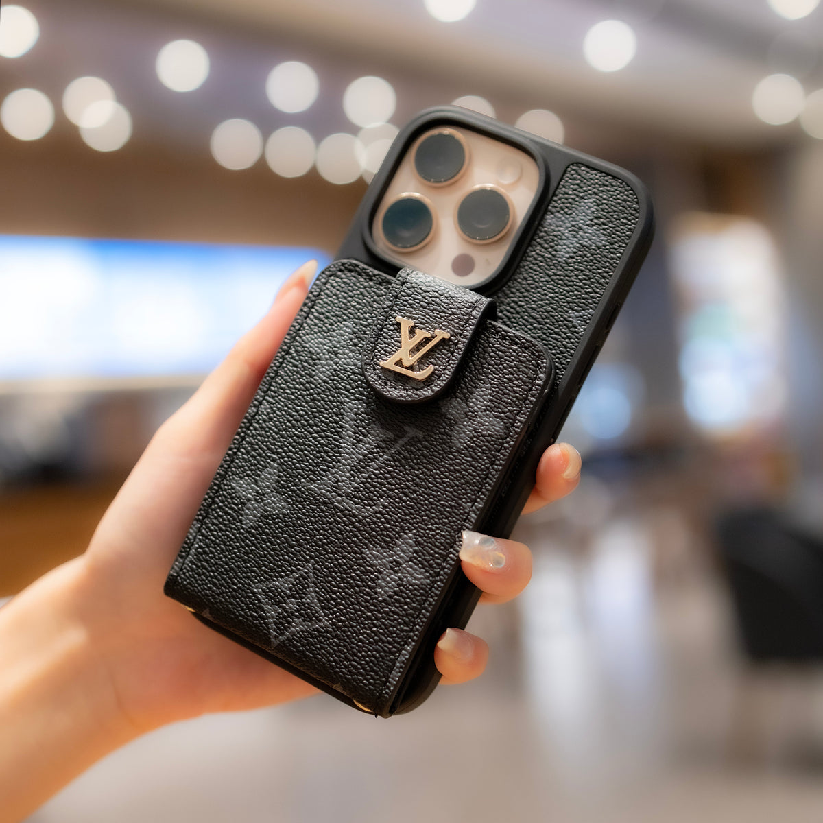 Πολυτελής θήκη για iPhone με χιαστί με βάση κάρτας & Ιμάντας