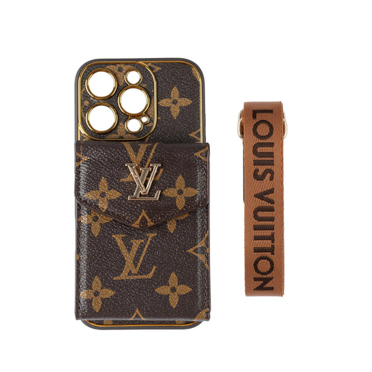 Husă pentru iPhone cu port card de lux clasic