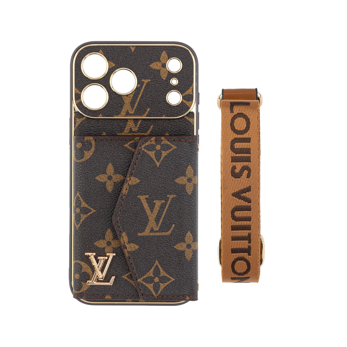 Husă avansată din piele pentru iPhone, cu portofel și curea maro