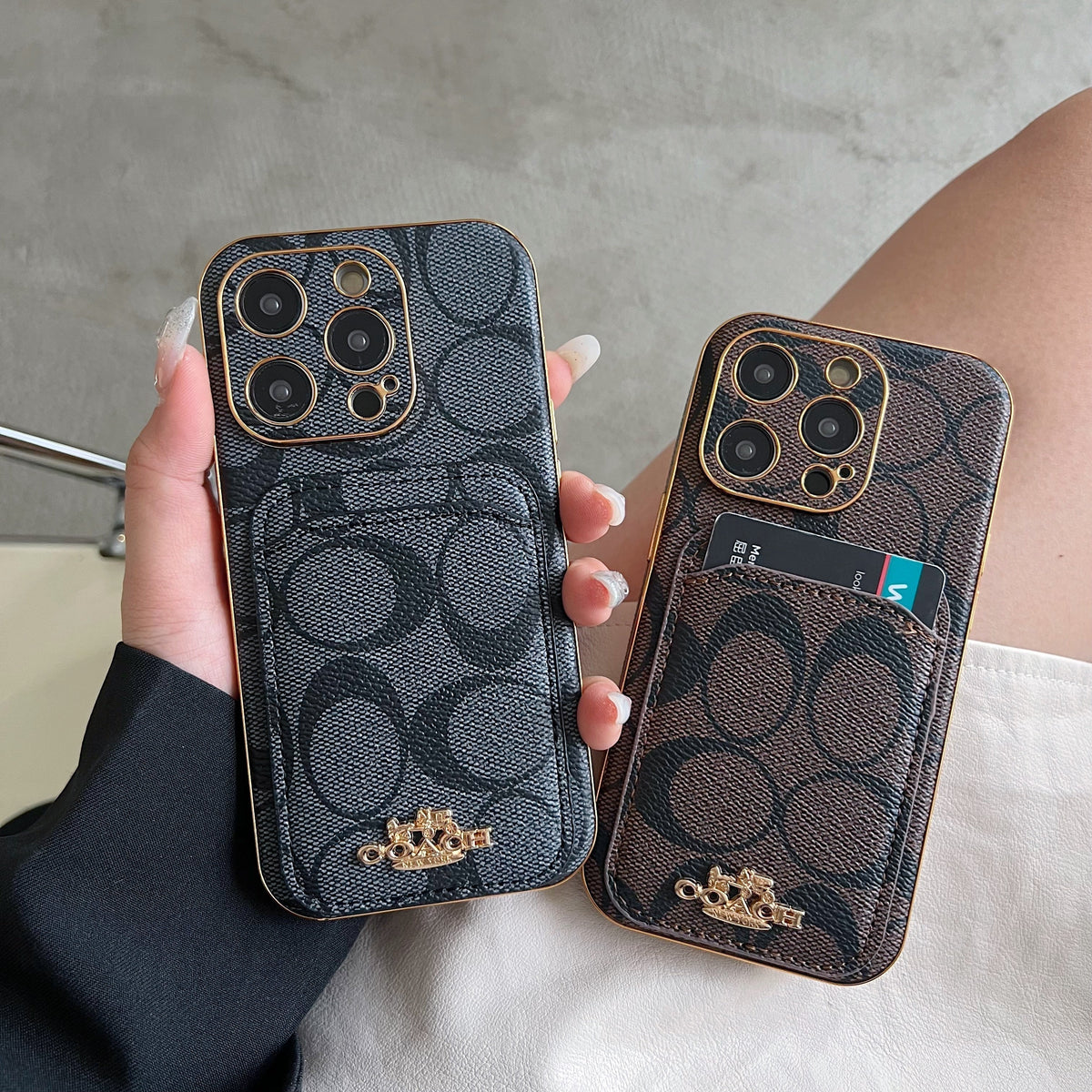 Klasické pouzdro na iPhone s držákem karty černé -KB241651